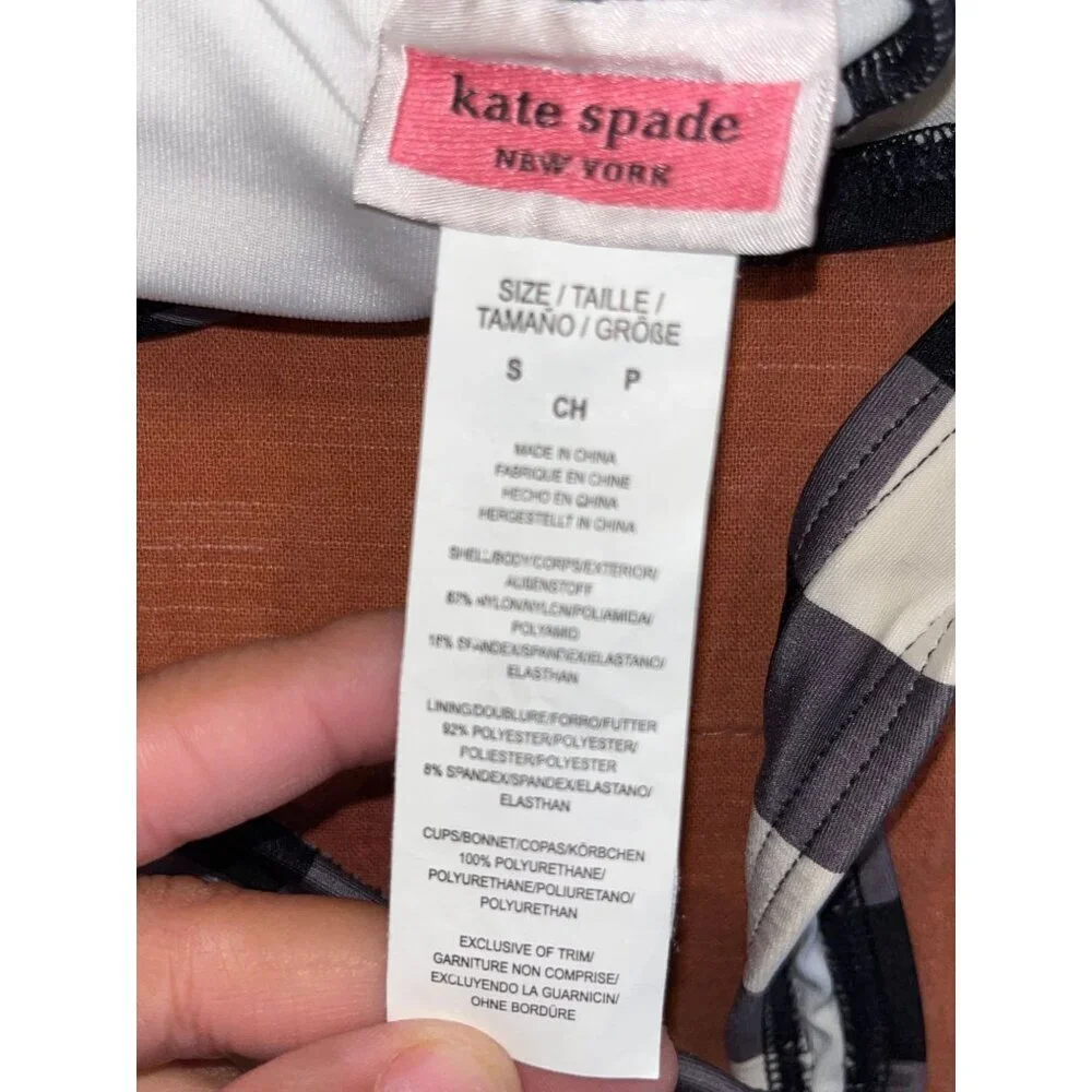 Kate Spade Black & White Bunny Gingham  One-Piece Women's Swimsuit Size S